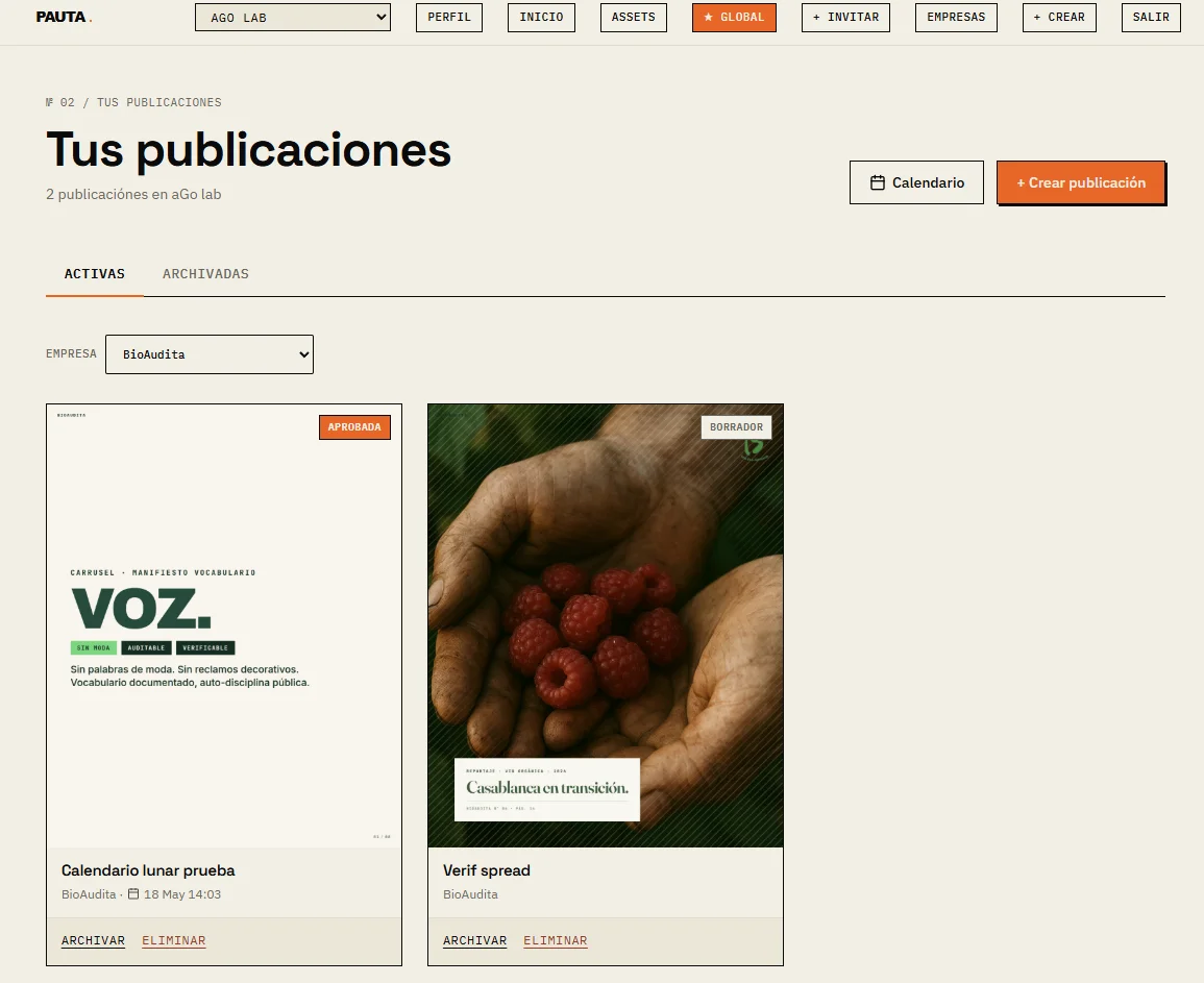 Pauta dashboard de publicaciones: gestionar campañas multi-canal.