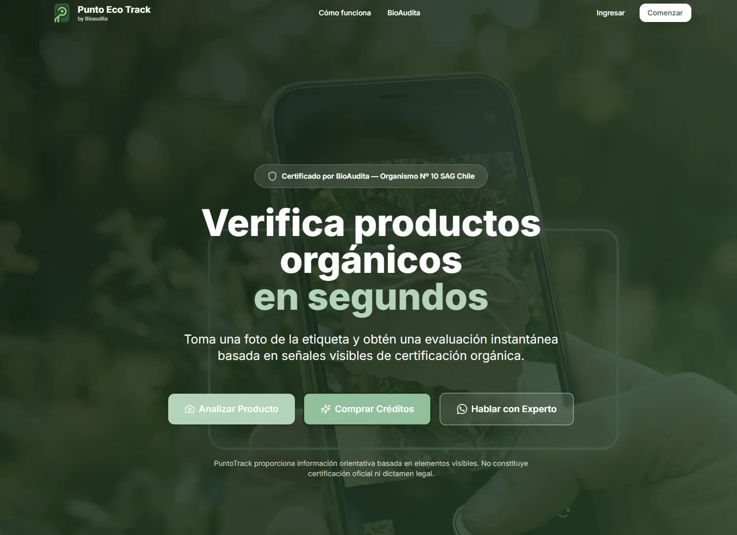 Captura de puntotrack.bioaudita.cl